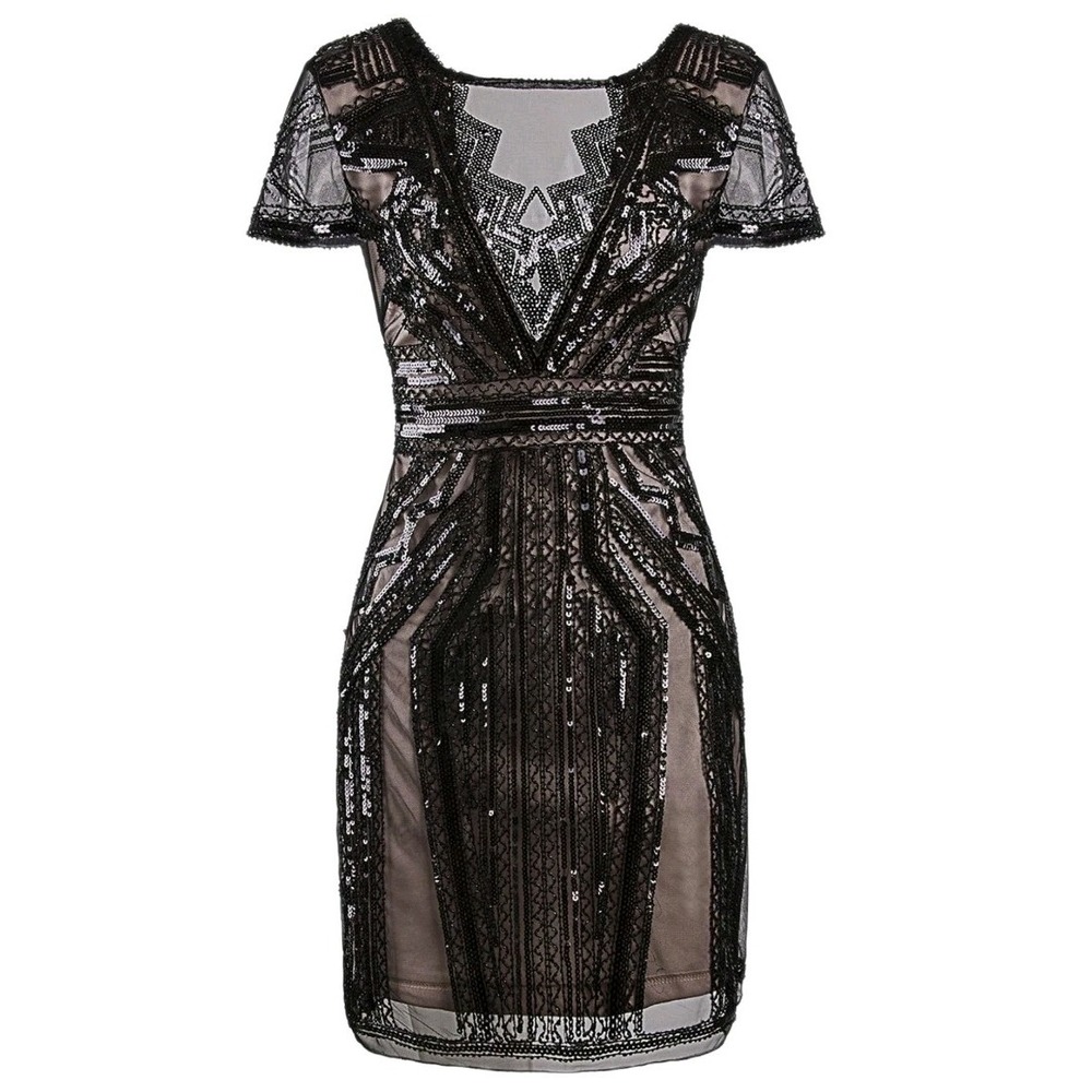 Vijiv 1920s Women's Size M, Short Prom Dresses V Neck Inspired Sequins Cocktail